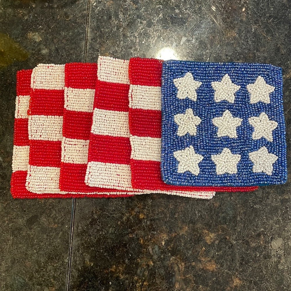 4th of July Flag Beaded Coasters